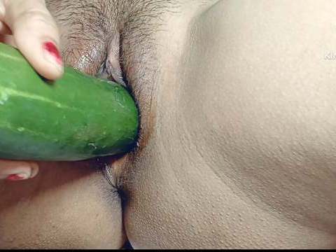Kilo Sex presents: I can't get any where big black cock so my small pussy fucked by big cucumber  in hindi