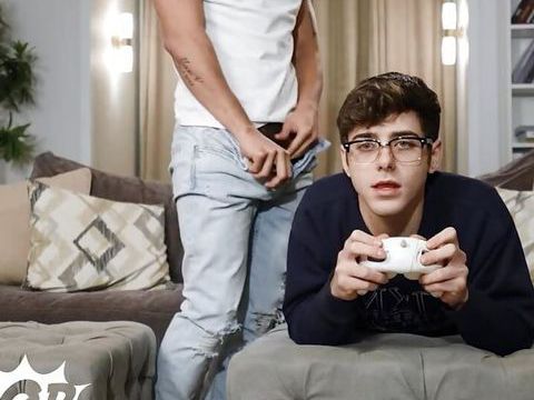 Kilo Sex presents: Angel rivera sneakily watches before giving the twink gamer joey mills what he needs, his big hard cock - twinkpop
