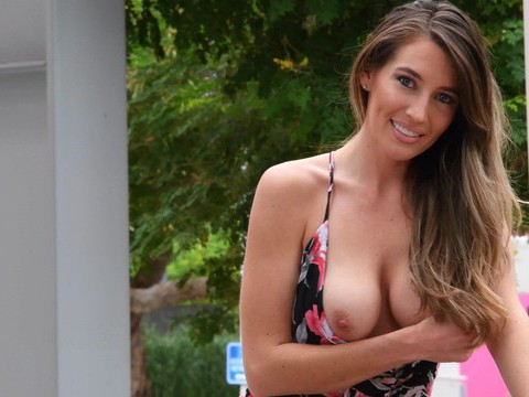 Kilo Sex presents: Video of busty raye showing her tits and shaved pussy outdoors
