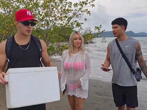Kilo Sex presents: Threesome on the beach with stepbrothers - danner mendez - tatiana alvarez - max betancur