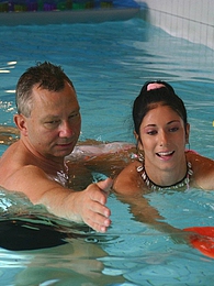 KiloSex presents: Brunette teenage beauty fucked by a horny swim teaching paps