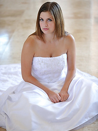 KiloSex presents: Busty glamorous amateur Danielle models wedding gown indoors & by the pool