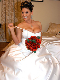 KiloSex presents: Horny bride Claire Dames enjoys licking her big tits and fingering her pussy